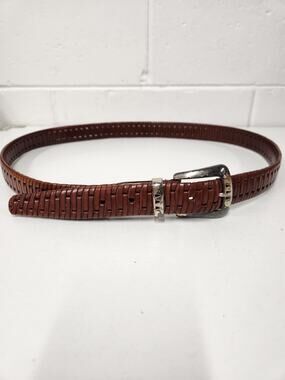 Vintage Greg Norman Men's Genuine Leather Woven Braided Belt, Sz 40, Brown Color